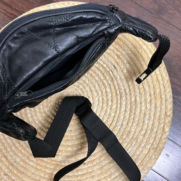 Vintage Y2k Patched Work Leather 5 Zippered Funny Pack - Picture 15 of 15